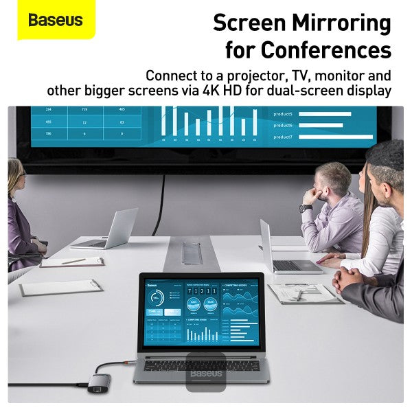 Baseus Metal Gleam Series 8-in-1 Multifunctional Type-C HUB Docking Station - Grey - TrendyGoods