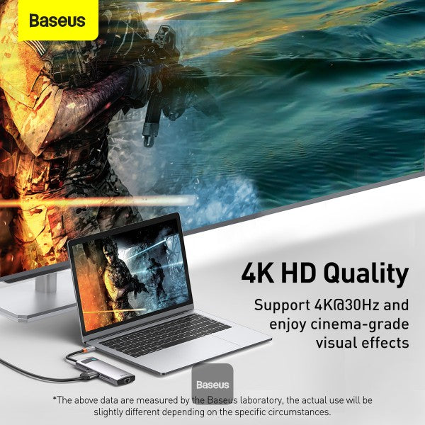 Baseus Metal Gleam Series 8-in-1 Multifunctional Type-C HUB Docking Station - Grey - TrendyGoods