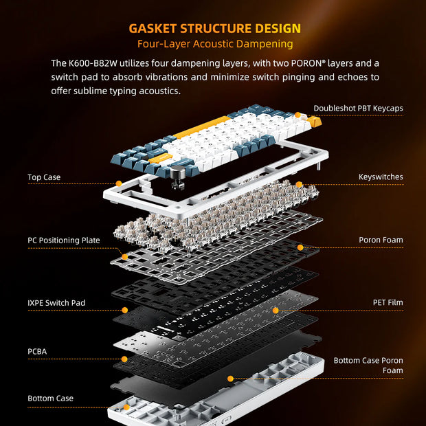 Machenike K600-B82W Wireless Mechanical Backlit Gaming Keyboard GR Silver Switch - Black - TrendyGoods
