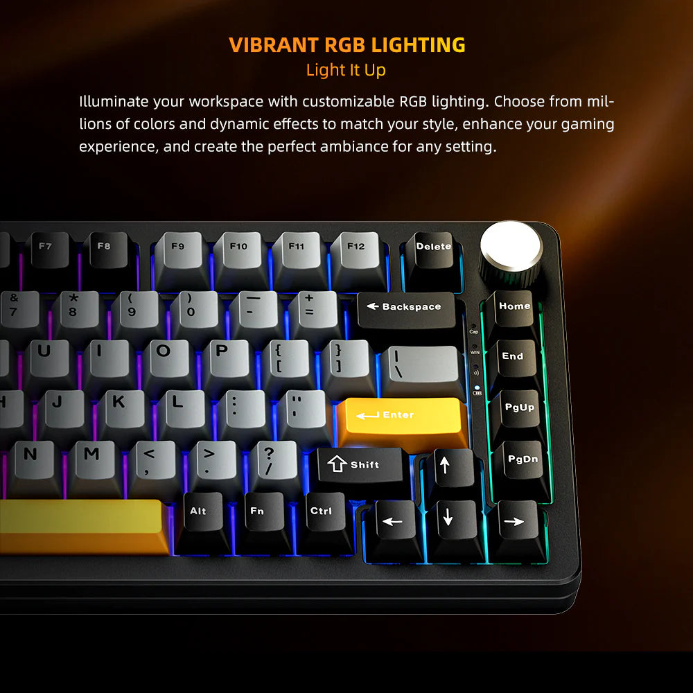 Machenike K600-B82W Wireless Mechanical Backlit Gaming Keyboard GR Silver Switch - Black - TrendyGoods
